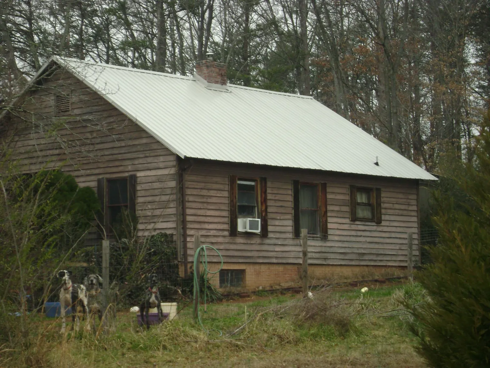 White metal roof on an old wood sided farmhouse, from a Asphalt Shingle Roof Repair job in Botkins